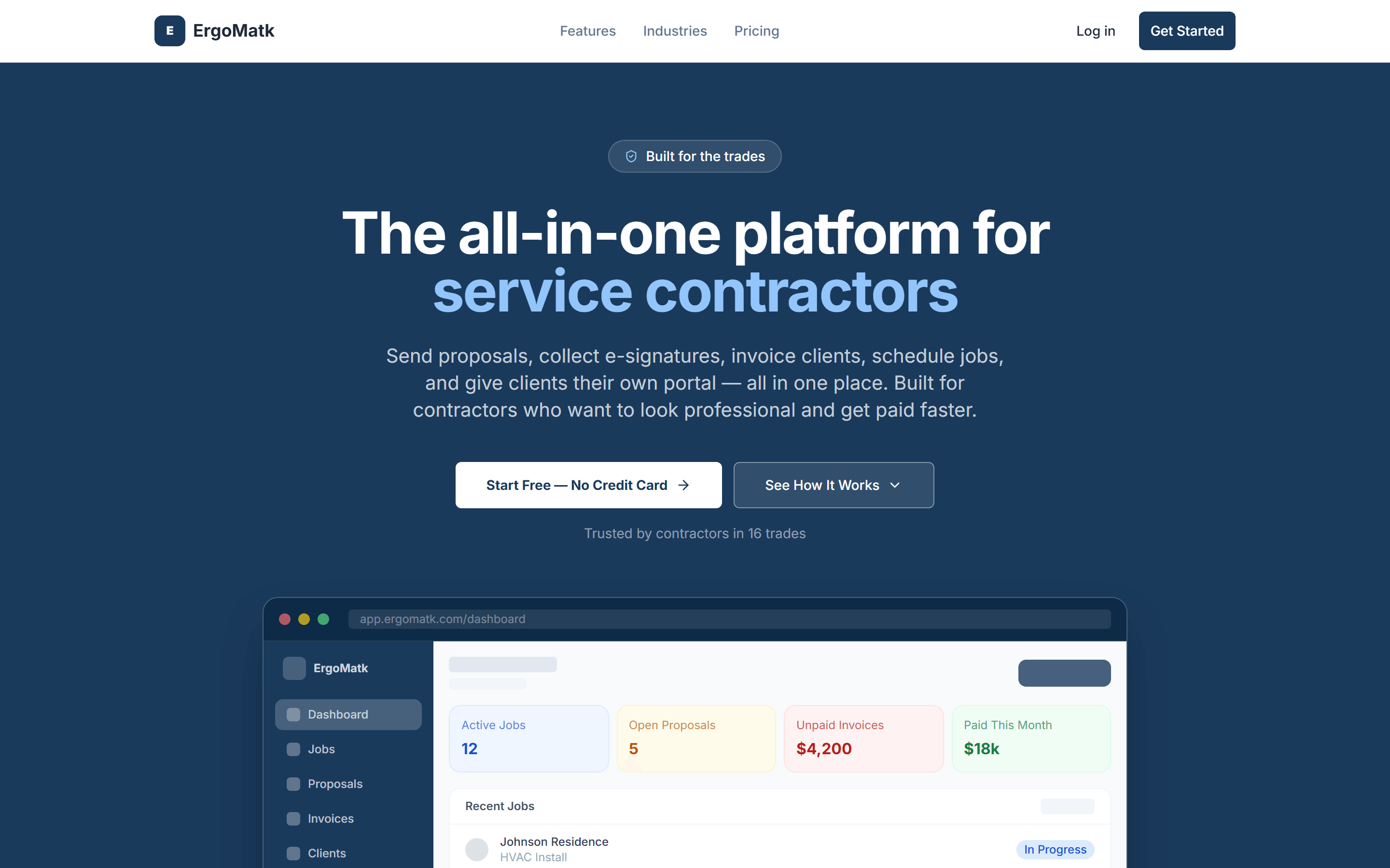 ErgoMatk — SaaS / Contractor Tech case study