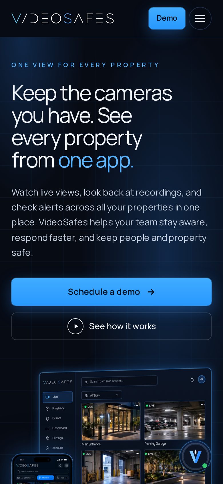 VideoSafes homepage on a phone